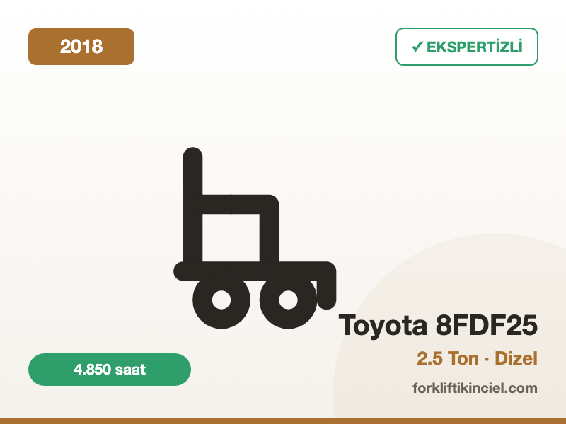 Toyota 8FDF25 · 2.5 Ton Dizel Forklift ikinci el forklift